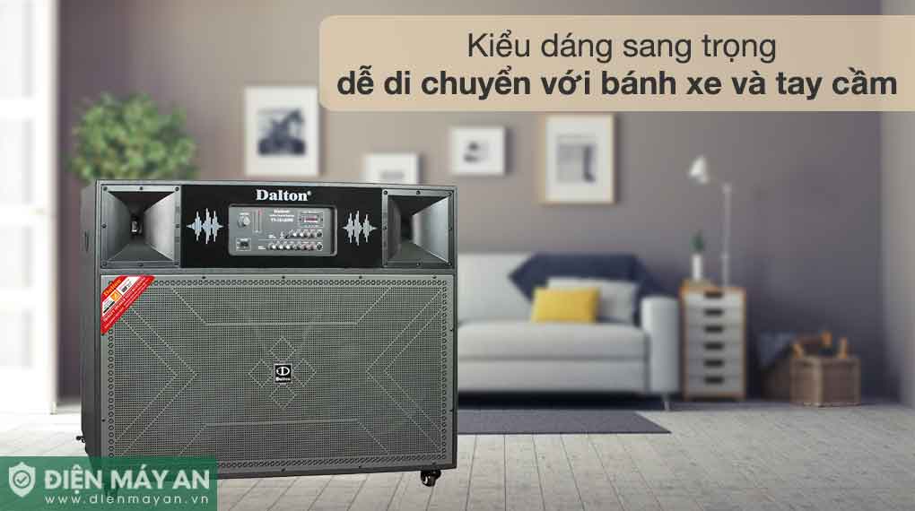 Loa kéo Dalton cỡ lớn có bánh xe tay cầm đặt trong phòng khách hiện đại
